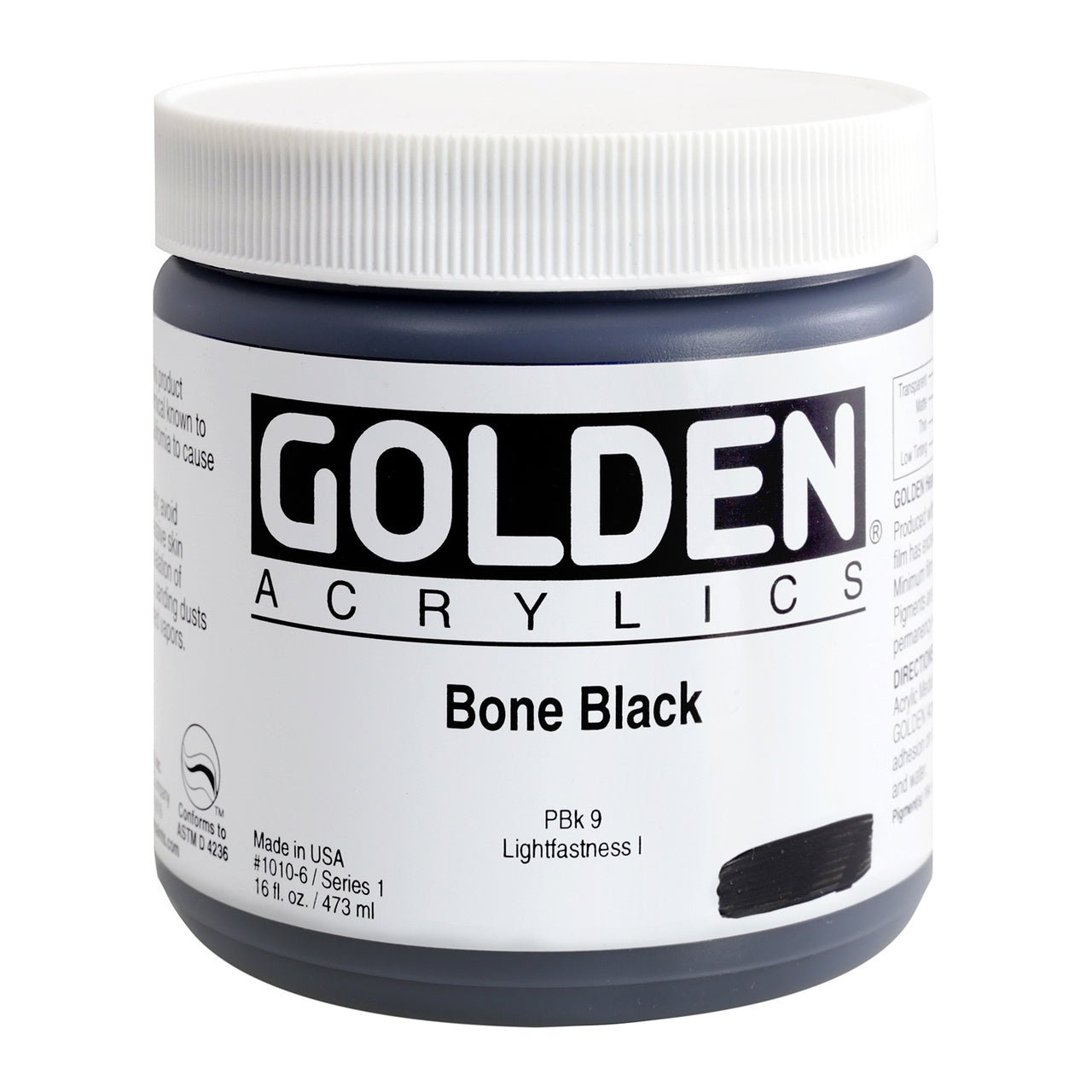 Golden Heavy Body Acrylic Bone Black 16 oz - merriartist.com