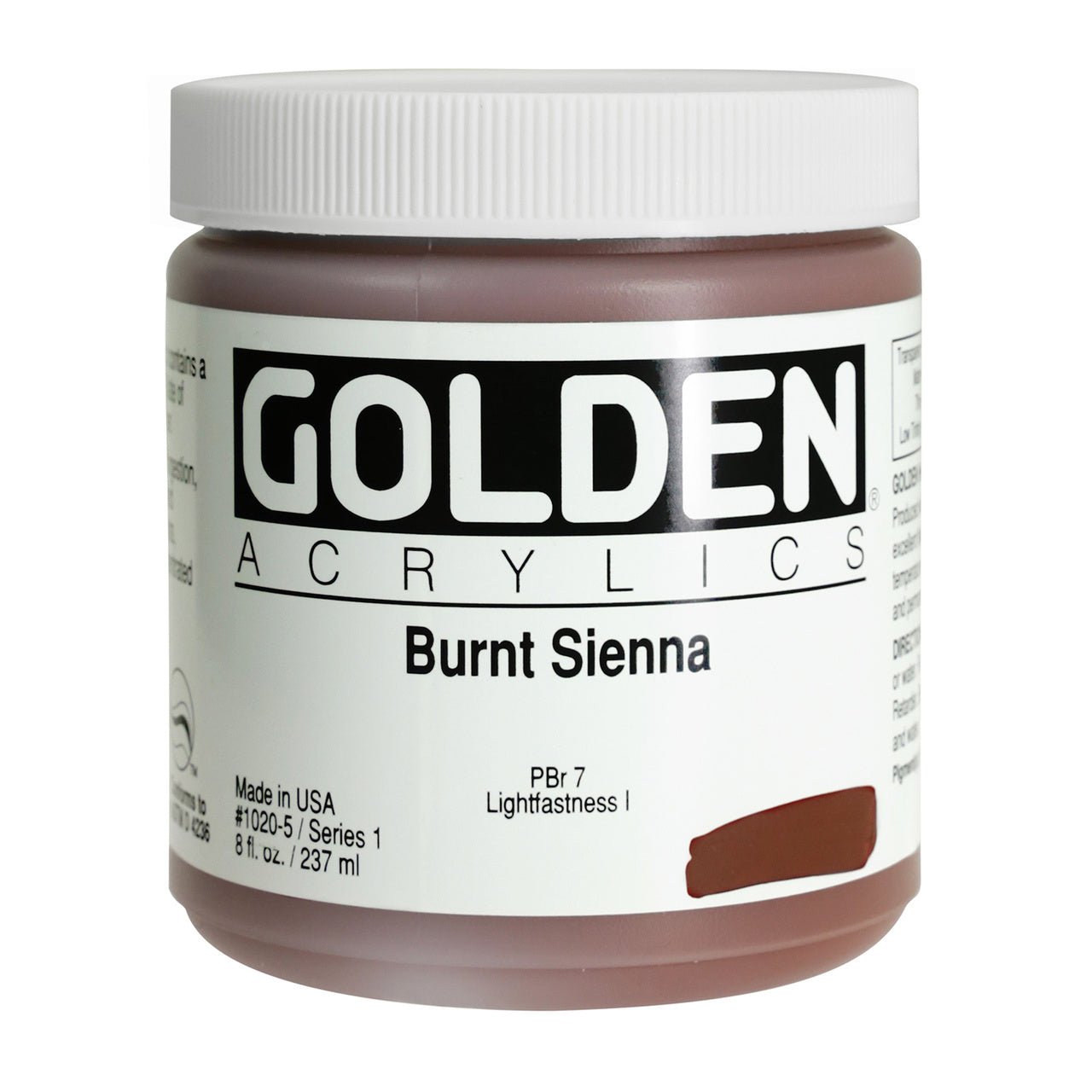Golden Heavy Body Acrylic Burnt Sienna 8 oz - merriartist.com