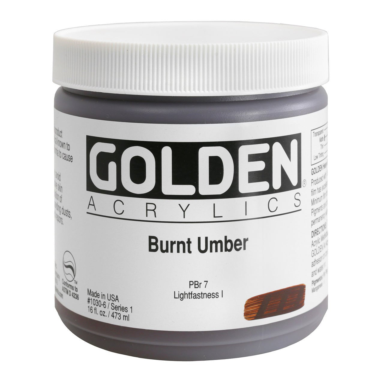 Golden Heavy Body Acrylic Burnt Umber 16 oz - merriartist.com