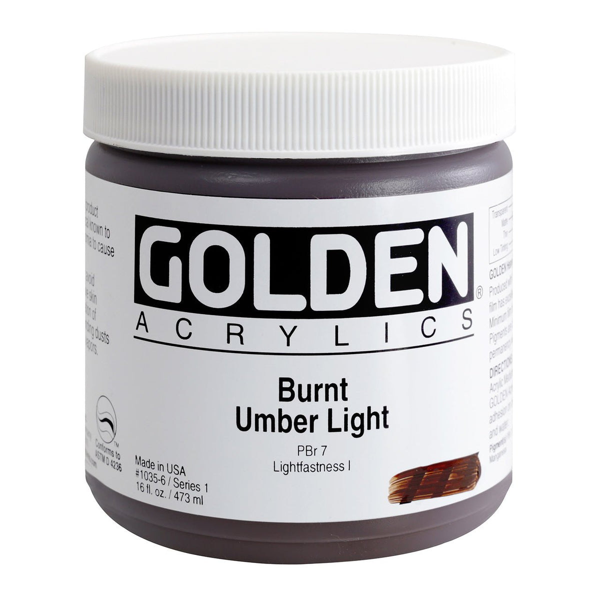 Golden Heavy Body Acrylic Burnt Umber Light 16 oz - merriartist.com