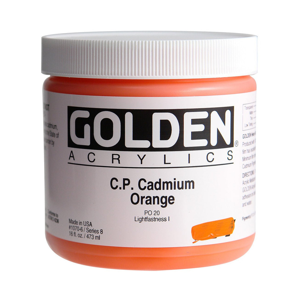 Golden Heavy Body Acrylic Cadmium Orange 16 oz - merriartist.com