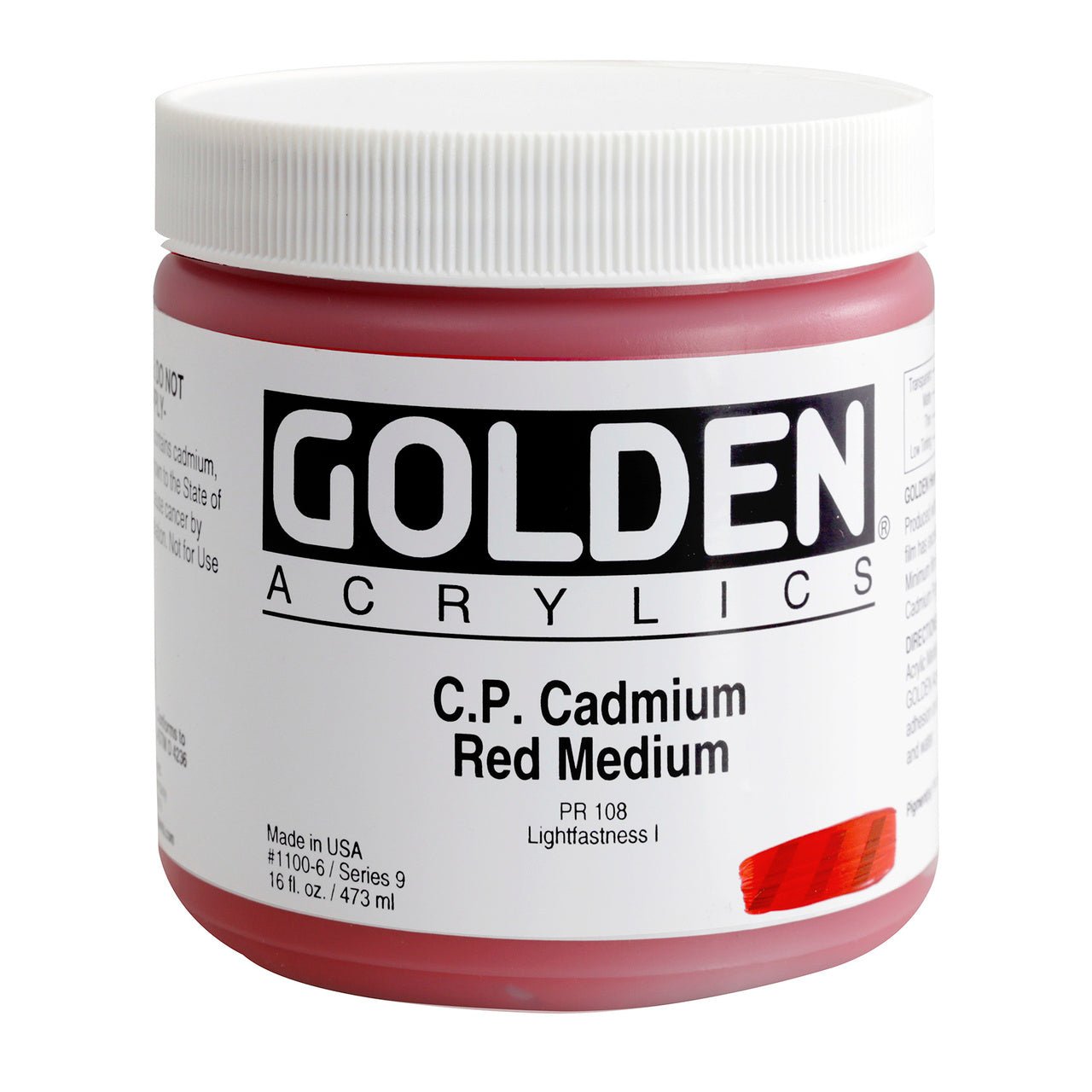 Golden Heavy Body Acrylic Cadmium Red Medium 16 oz - merriartist.com