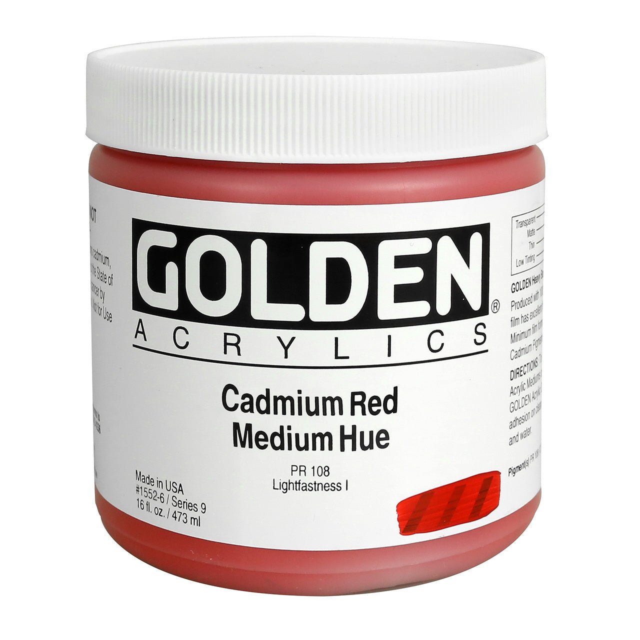 Golden Heavy Body Acrylic Cadmium Red Medium Hue 16 oz - merriartist.com