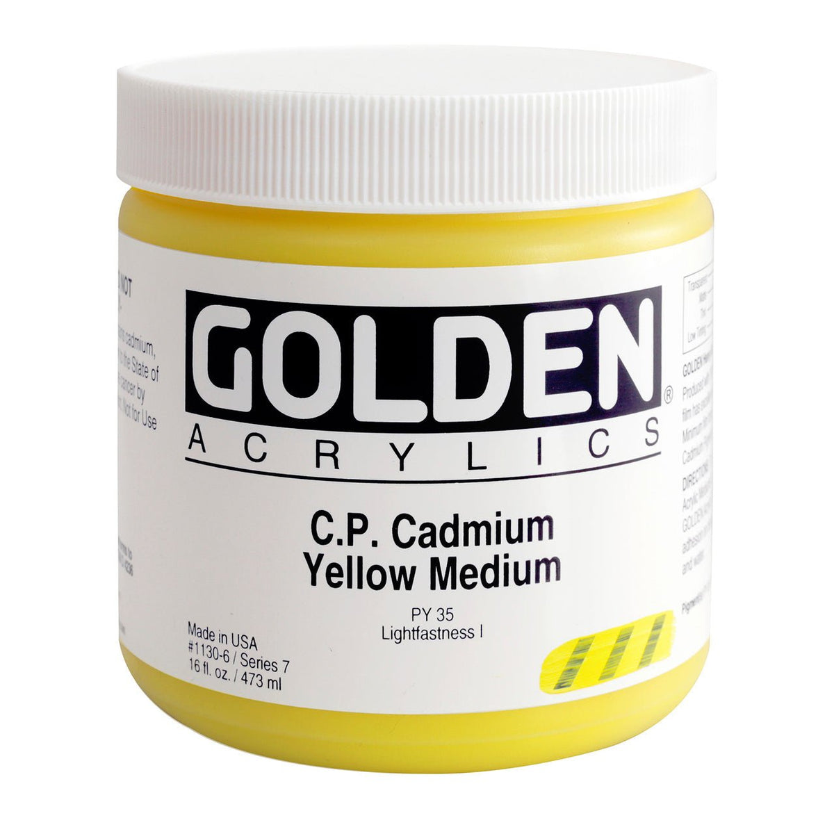 Golden Heavy Body Acrylic Cadmium Yellow Medium 16 oz - merriartist.com