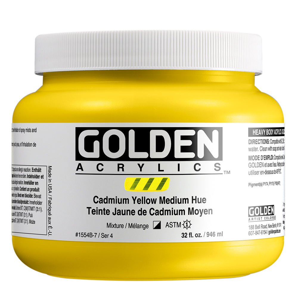 Golden Heavy Body Acrylic Cadmium Yellow Medium Hue 32 oz - merriartist.com