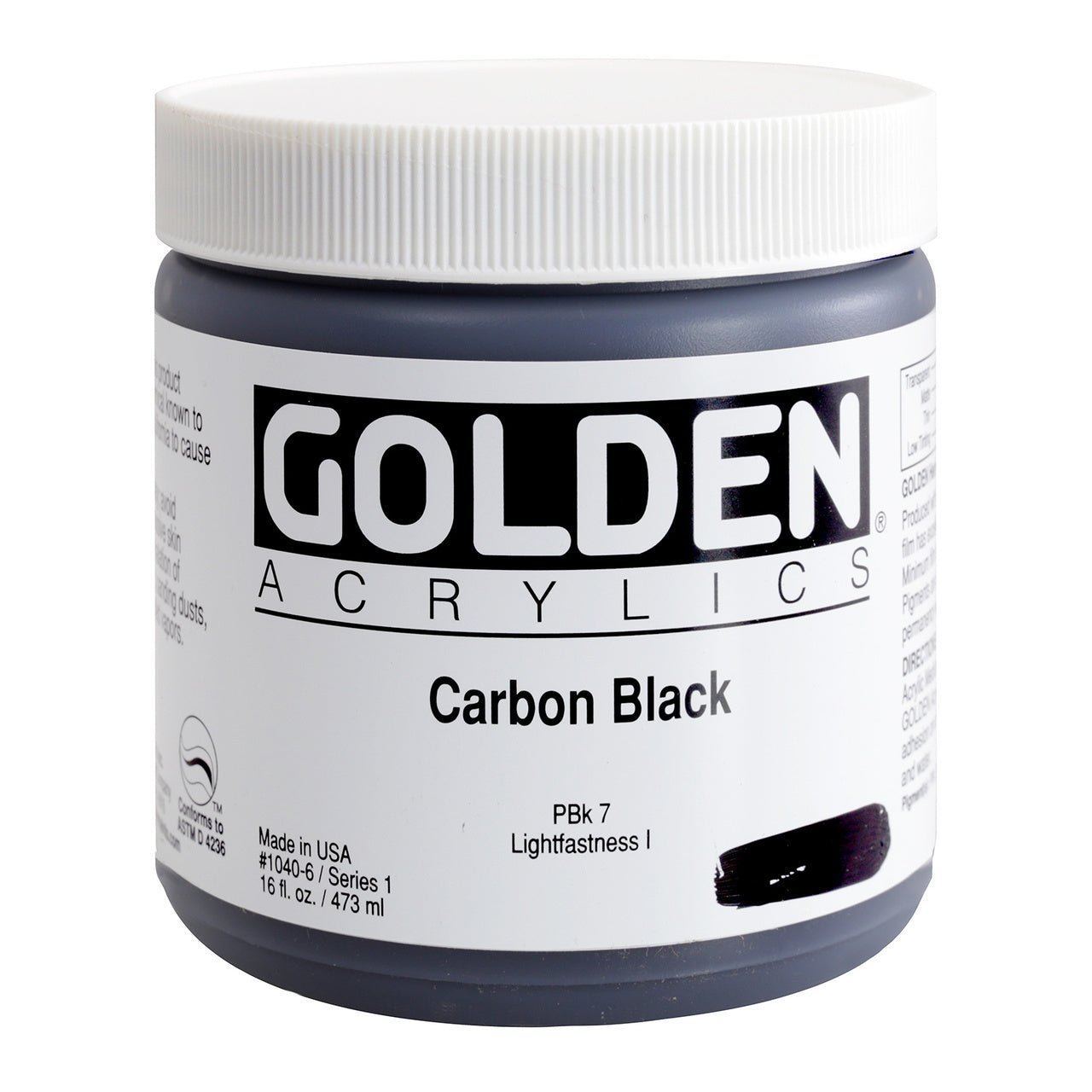 Golden Heavy Body Acrylic Carbon Black 16 oz - merriartist.com