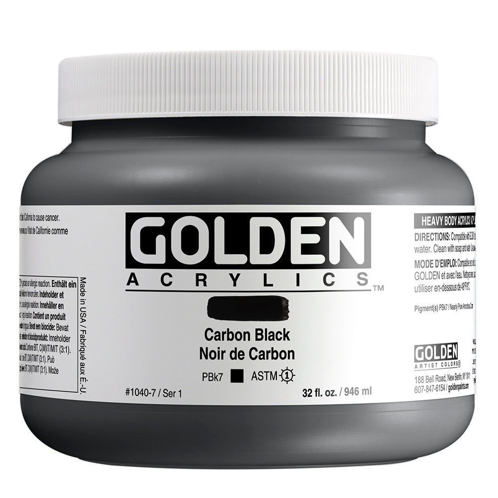Golden Heavy Body Acrylic Carbon Black 32 oz - merriartist.com