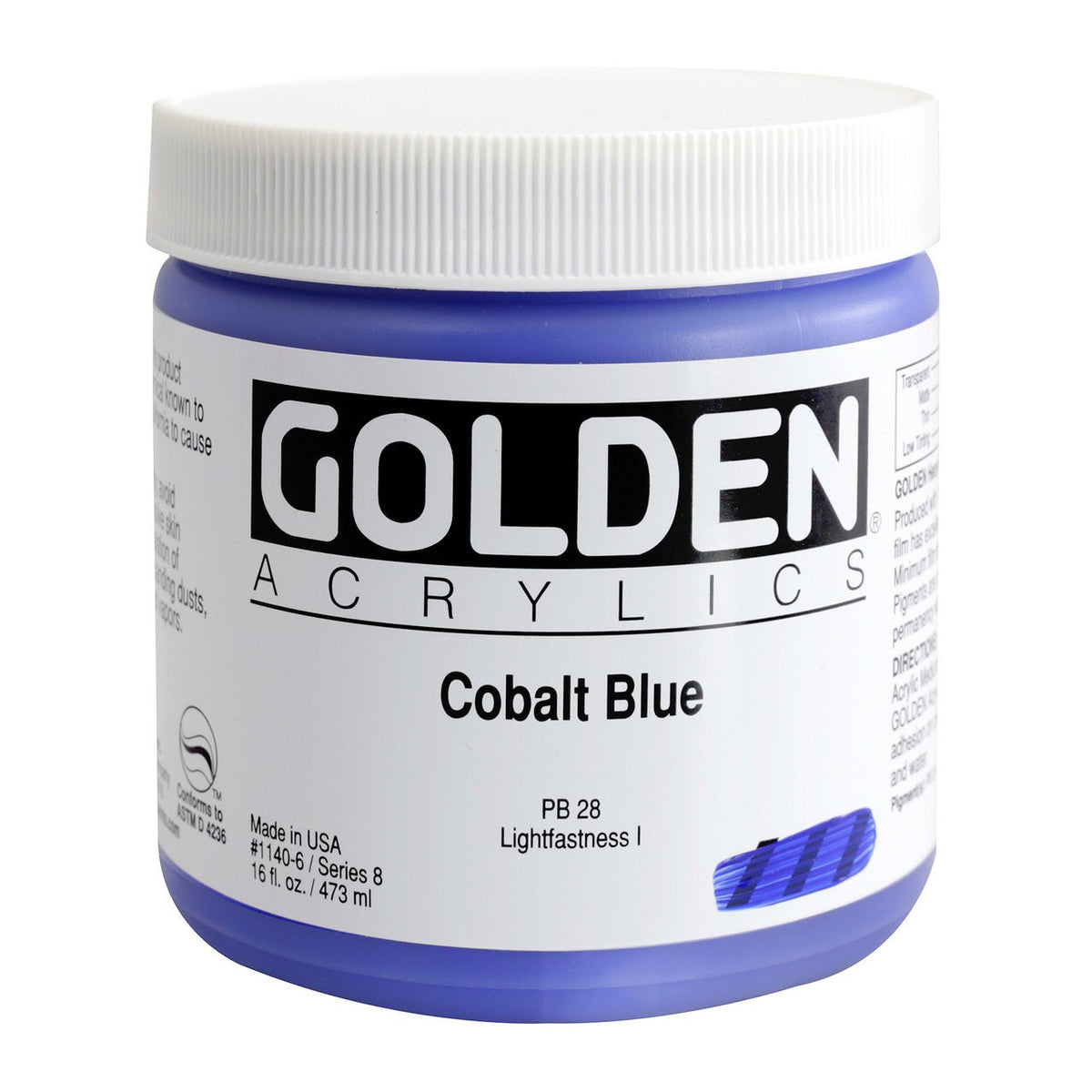 Golden Heavy Body Acrylic Cobalt Blue 16 oz - merriartist.com