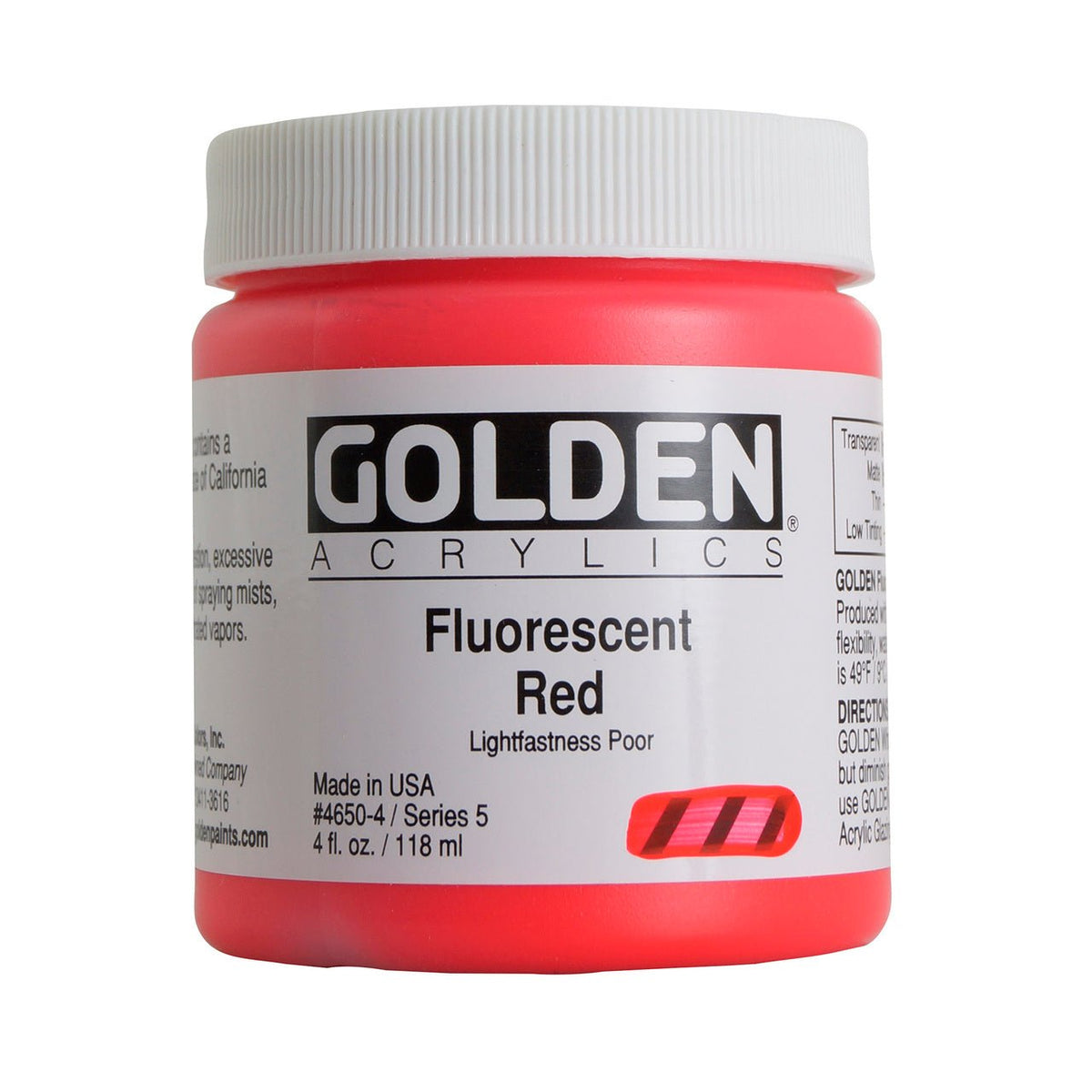 Golden Heavy Body Acrylic Fluorescent Red 4 oz - merriartist.com