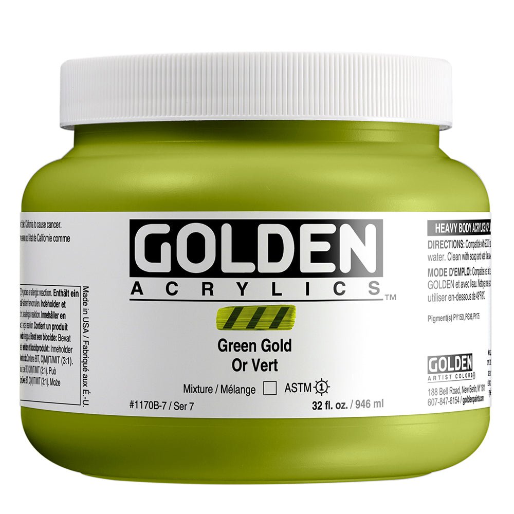 Golden Heavy Body Acrylic Green Gold 32 oz - merriartist.com