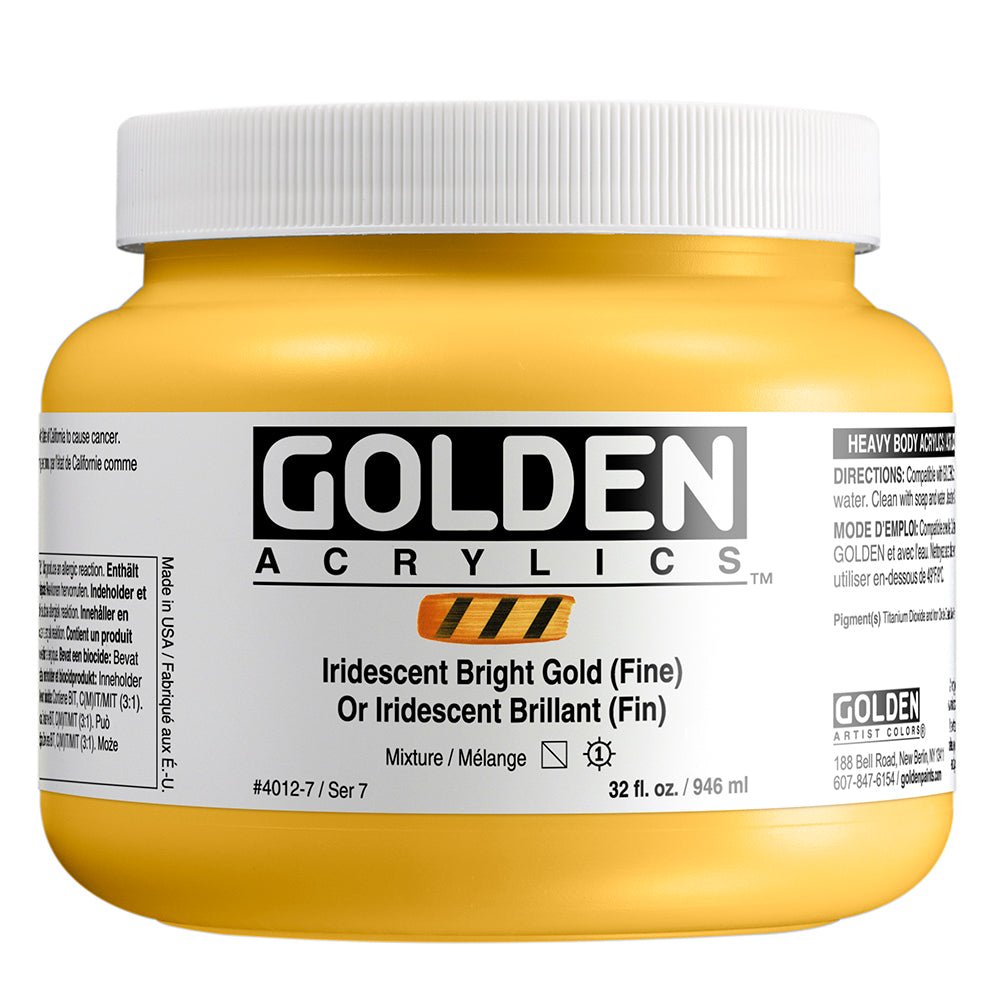 Golden Heavy Body Acrylic Iridescent Bright Gold (fine) 32 oz - merriartist.com