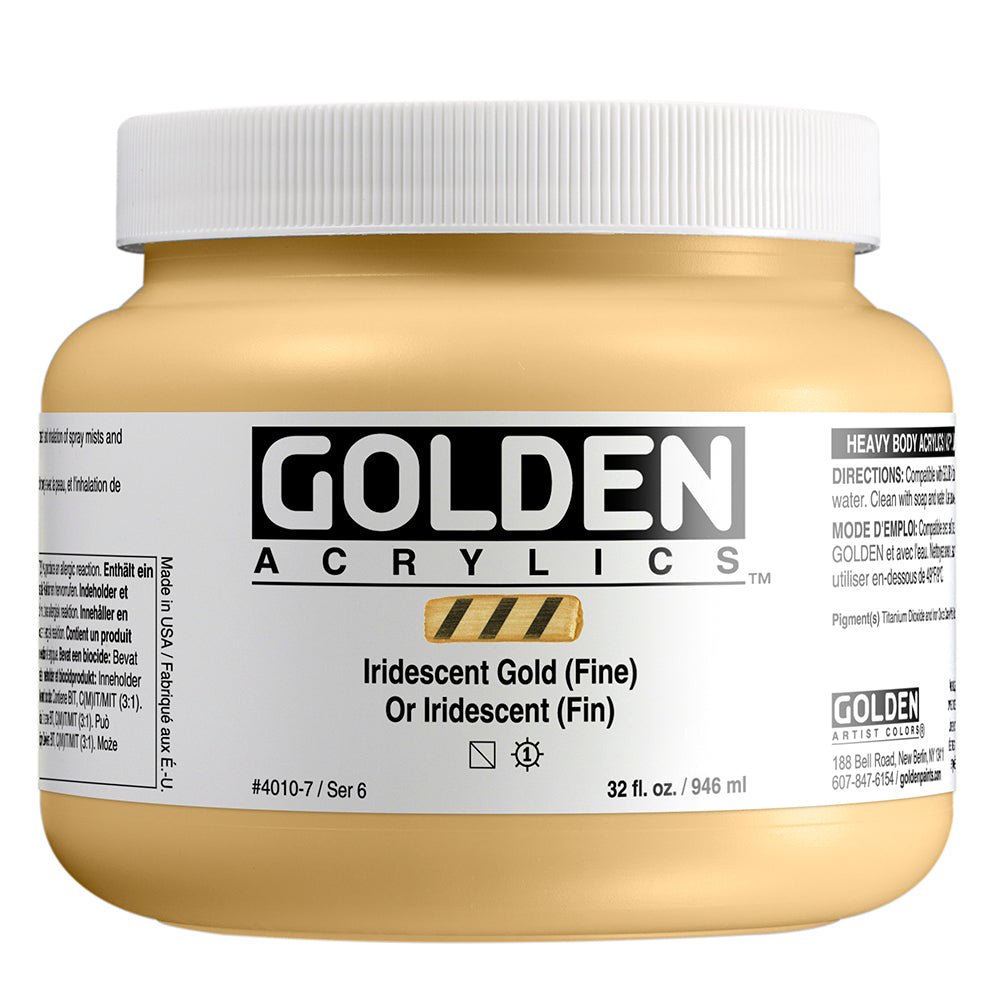 Golden Heavy Body Acrylic Iridescent Gold (fine) 32 oz - merriartist.com