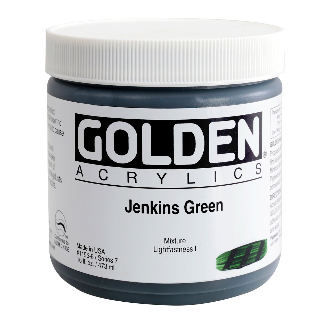 Golden Heavy Body Acrylic Jenkins Green 16 oz - merriartist.com
