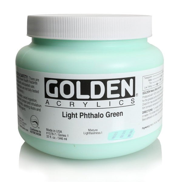 Golden Heavy Body Acrylic Light Phthalo Green 32 oz - merriartist.com