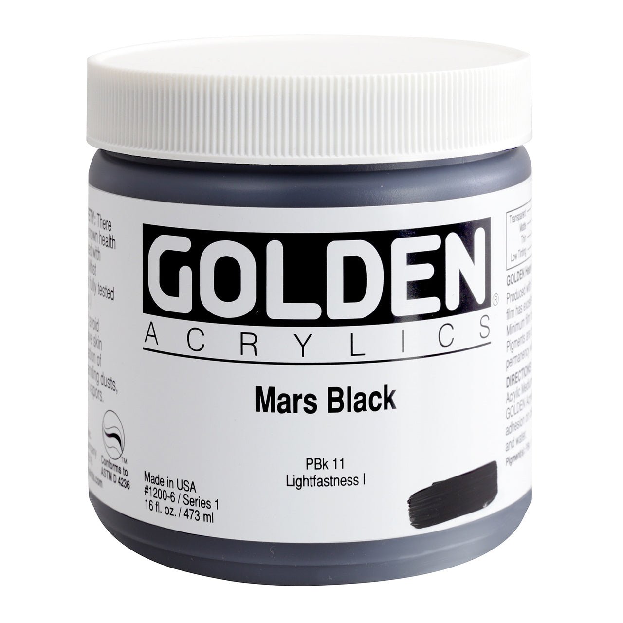 Golden Heavy Body Acrylic Mars Black 16 oz - merriartist.com