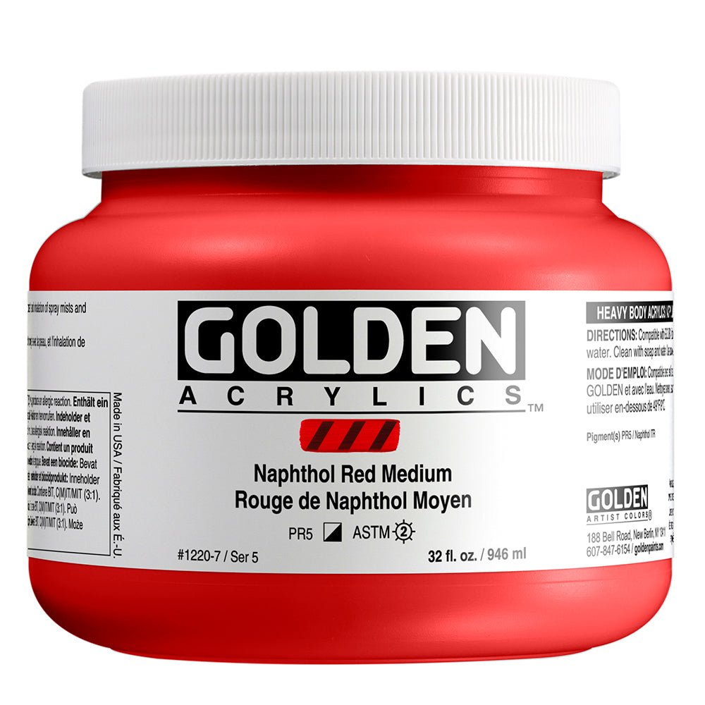 Golden Heavy Body Acrylic Naphthol Red Medium 32 oz - merriartist.com