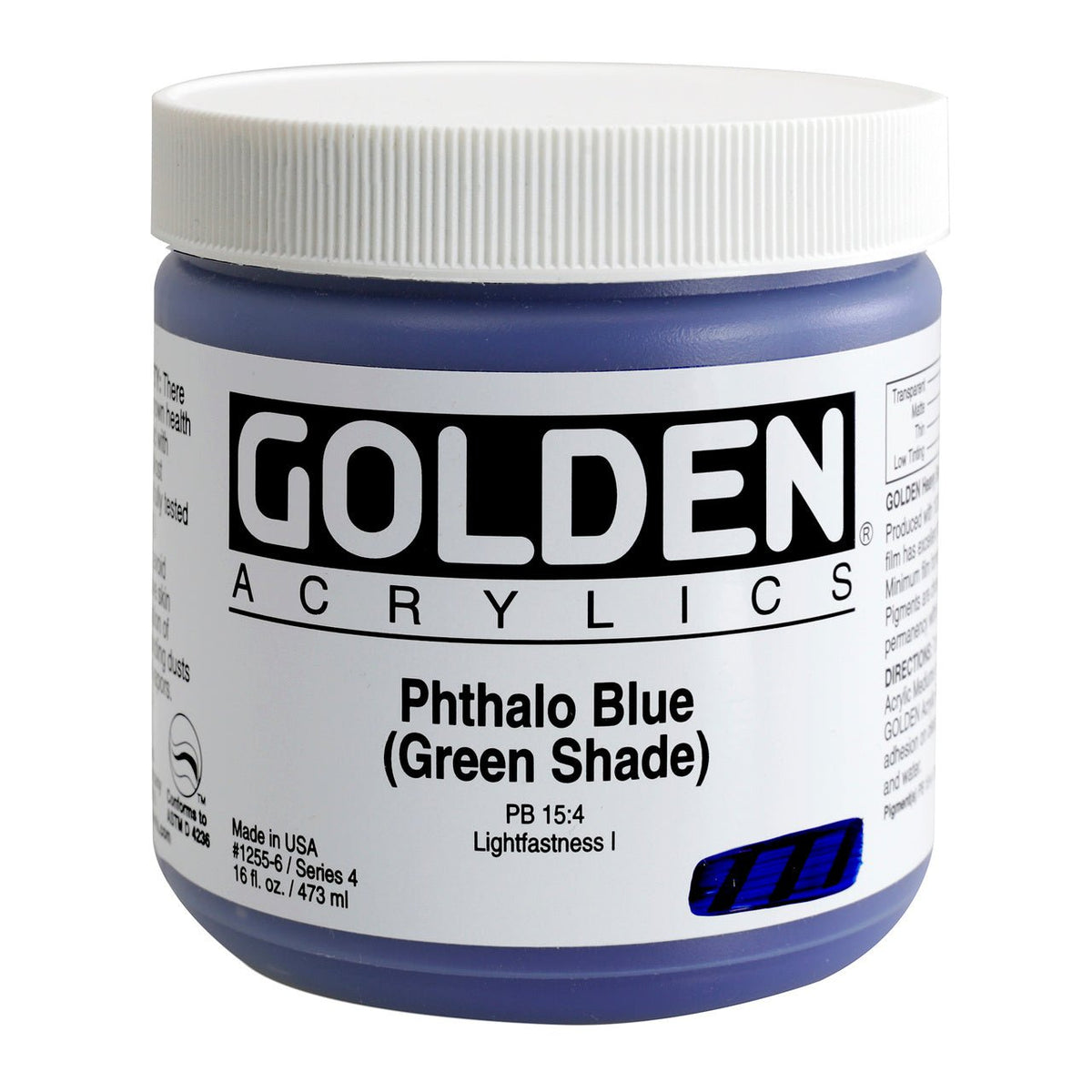 Golden Heavy Body Acrylic Phthalo Blue (green shade) 16 oz - merriartist.com