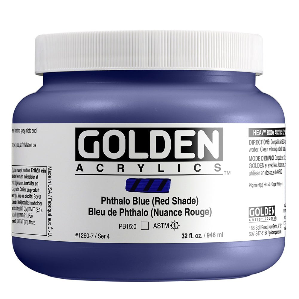 Golden Heavy Body Acrylic Phthalo Blue (red shade) 32 oz - merriartist.com
