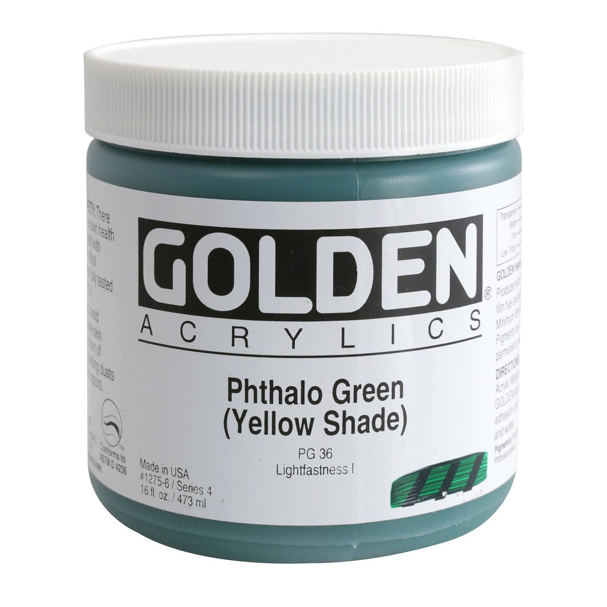 Golden Heavy Body Acrylic Phthalo Green (yellow shade) 16 oz - merriartist.com