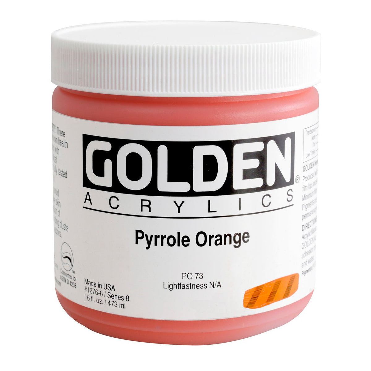 Golden Heavy Body Acrylic Pyrrole Orange 16 oz - merriartist.com