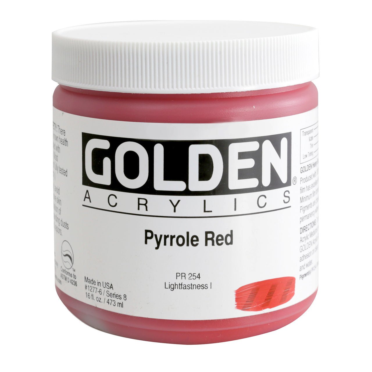 Golden Heavy Body Acrylic Pyrrole Red 16 oz - merriartist.com