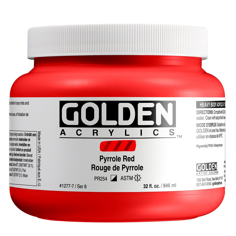Golden Heavy Body Acrylic Pyrrole Red 32 oz - merriartist.com