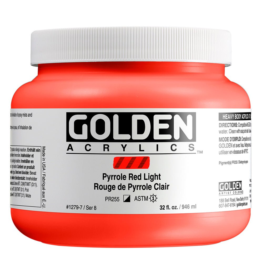 Golden Heavy Body Acrylic Pyrrole Red Light 32 oz - merriartist.com