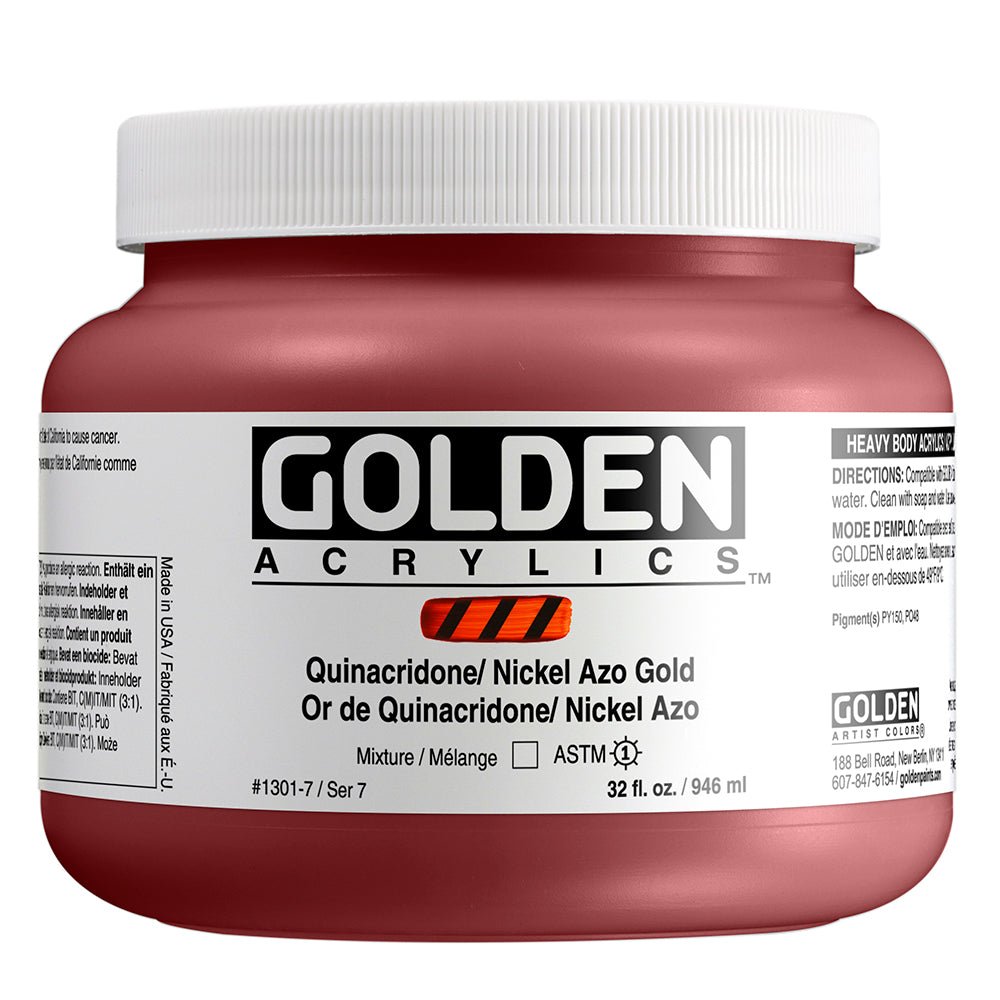 Golden Heavy Body Acrylic Quinacridone Nickel Azo Gold 32 oz - merriartist.com