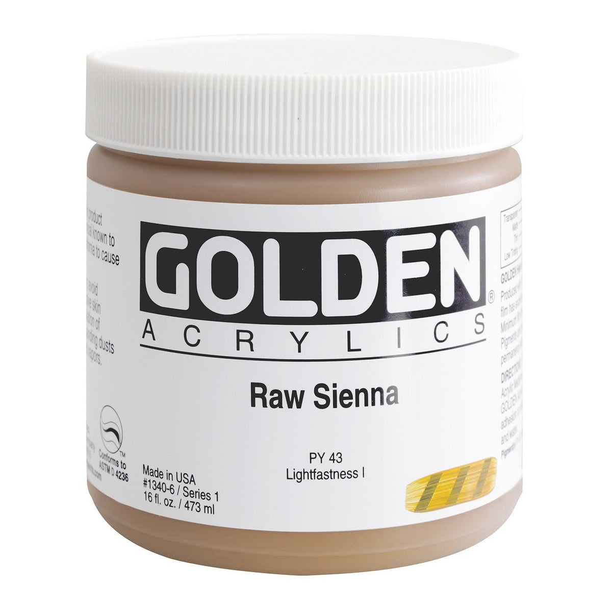 Golden Heavy Body Acrylic Raw Sienna 16 oz - merriartist.com