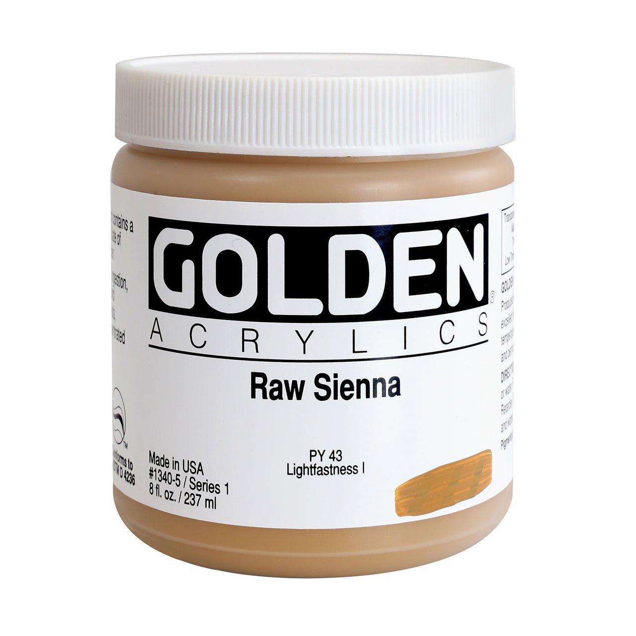 Golden Heavy Body Acrylic Raw Sienna 8 oz - merriartist.com