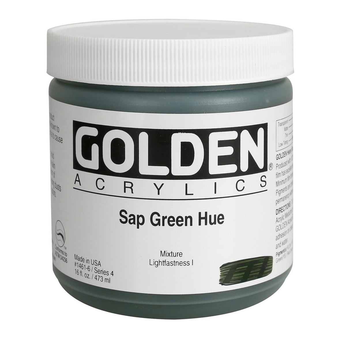Golden Heavy Body Acrylic Sap Green Hue 16 oz - merriartist.com