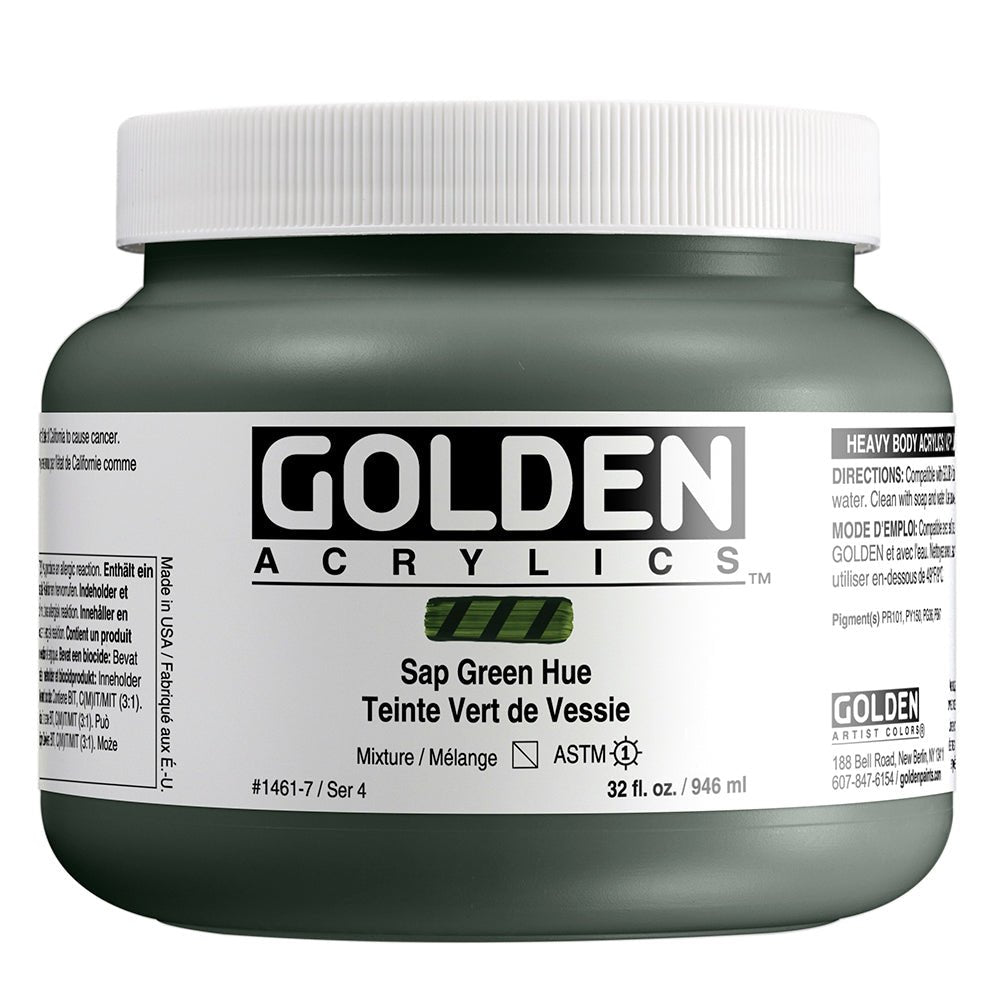 Golden Heavy Body Acrylic Sap Green Hue 32 oz - merriartist.com
