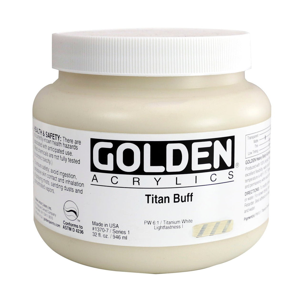 Golden Heavy Body Acrylic Titan Buff 32 oz - merriartist.com