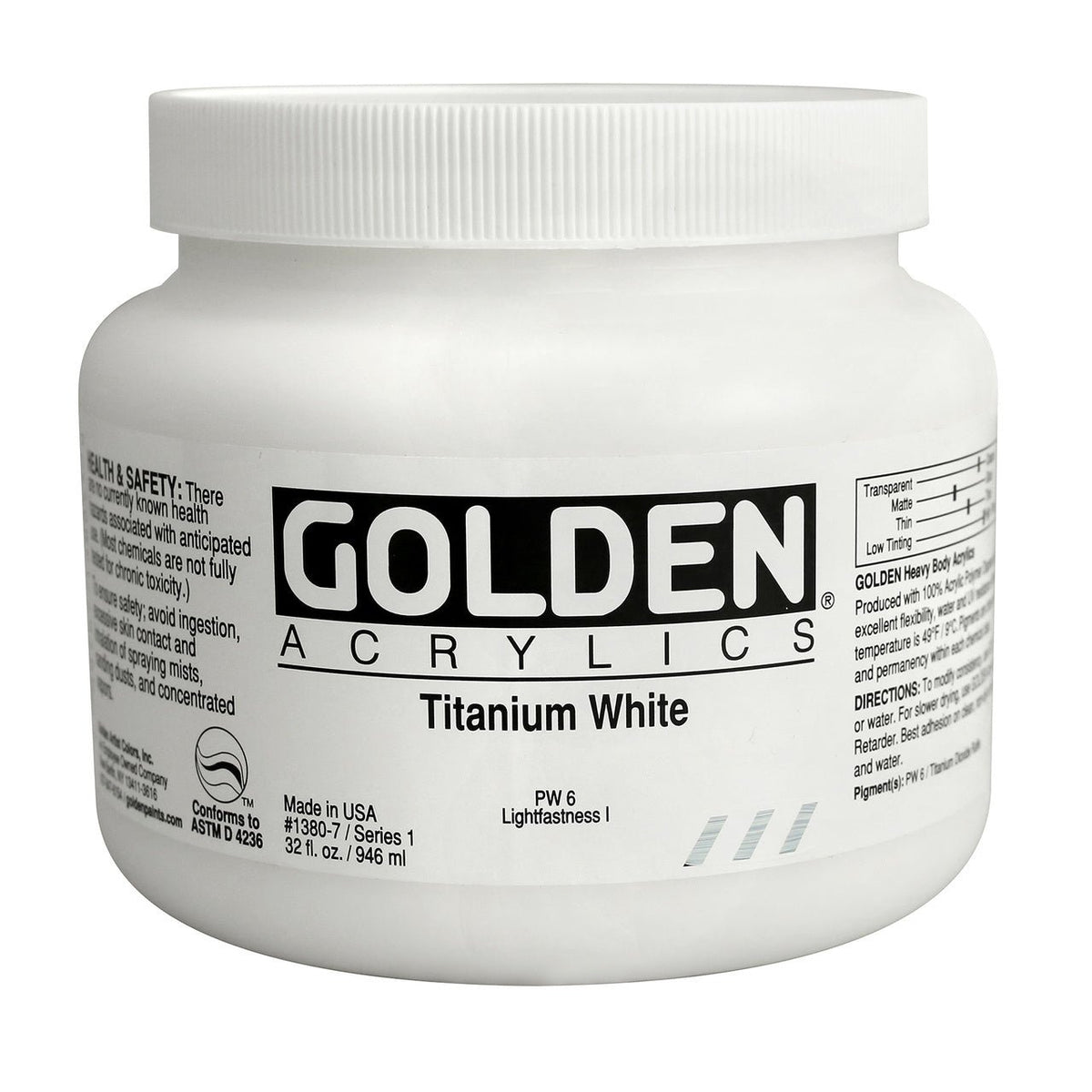 Golden Heavy Body Acrylic - Titanium White 16 oz.