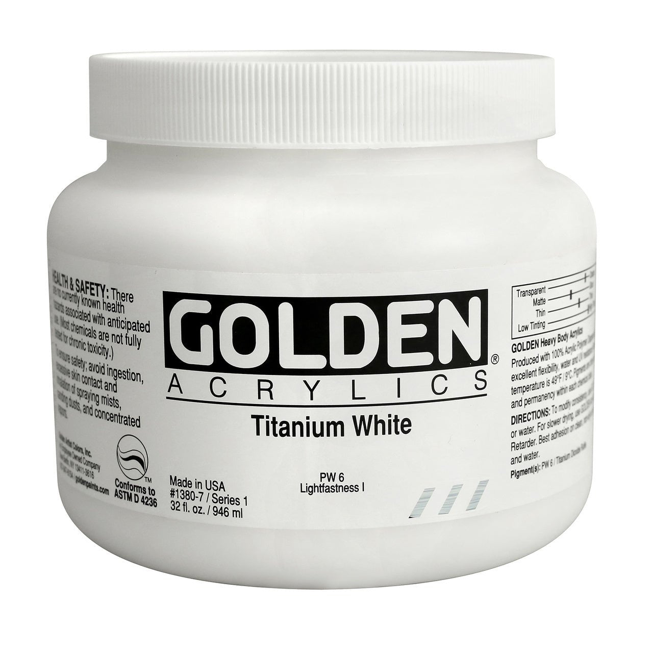 Golden Heavy Body Acrylic Titanium White 32 oz - merriartist.com