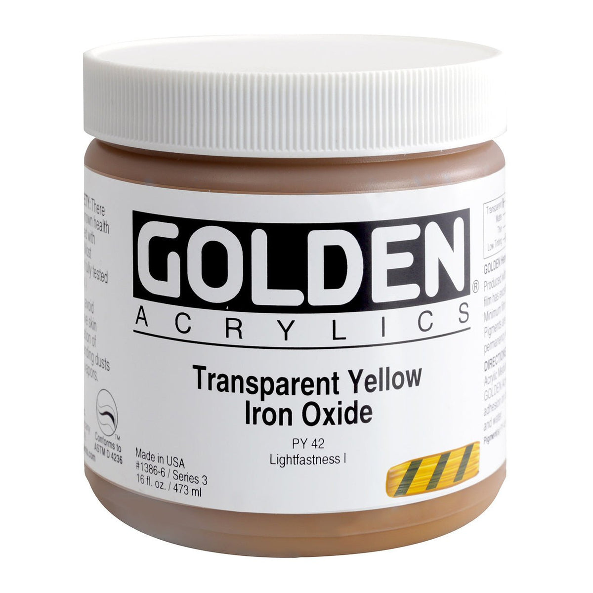 Golden Heavy Body Acrylic Transparent Yellow Iron Oxide 16 oz - merriartist.com