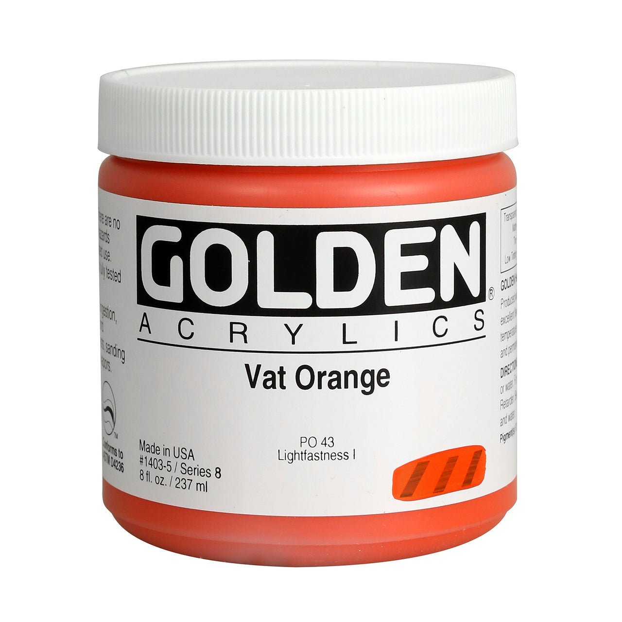 Golden Heavy Body Acrylic Vat Orange 8 oz - merriartist.com