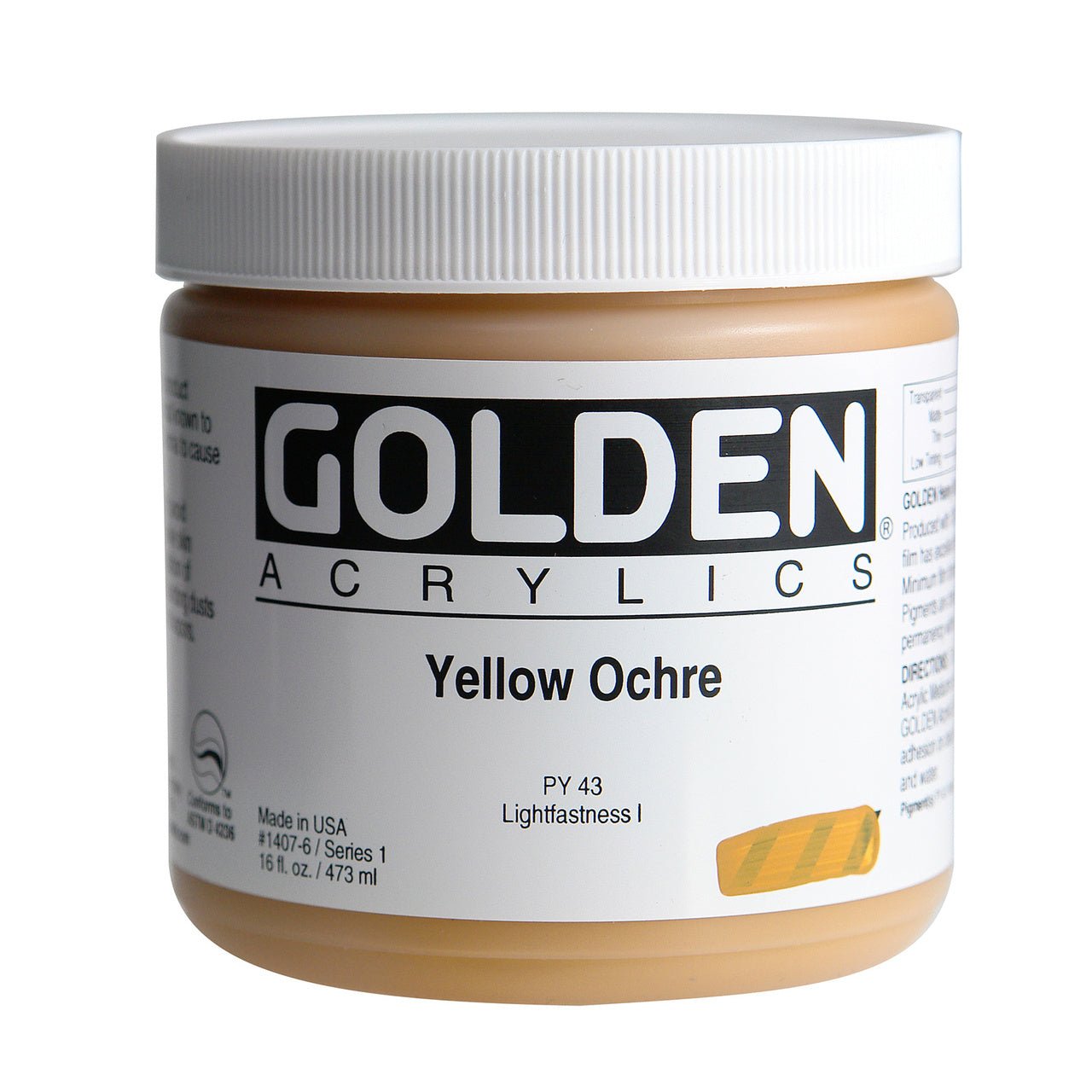 Golden Heavy Body Acrylic Yellow Ochre 16 oz - merriartist.com