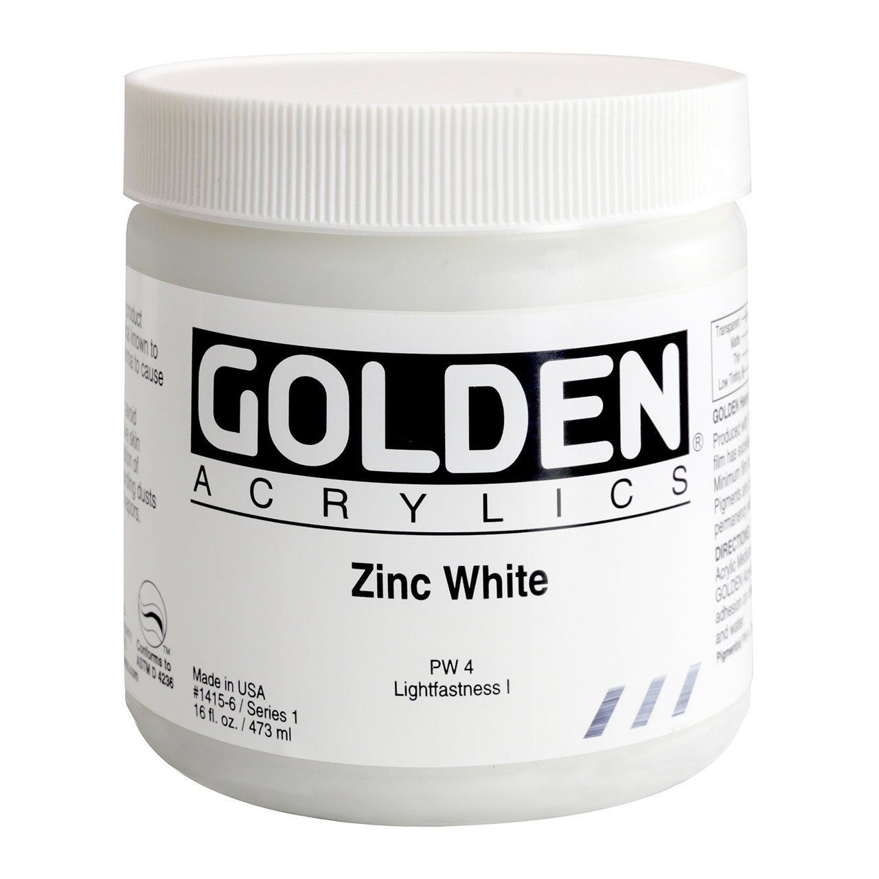 Golden Heavy Body Acrylic Zinc White 16 oz - merriartist.com