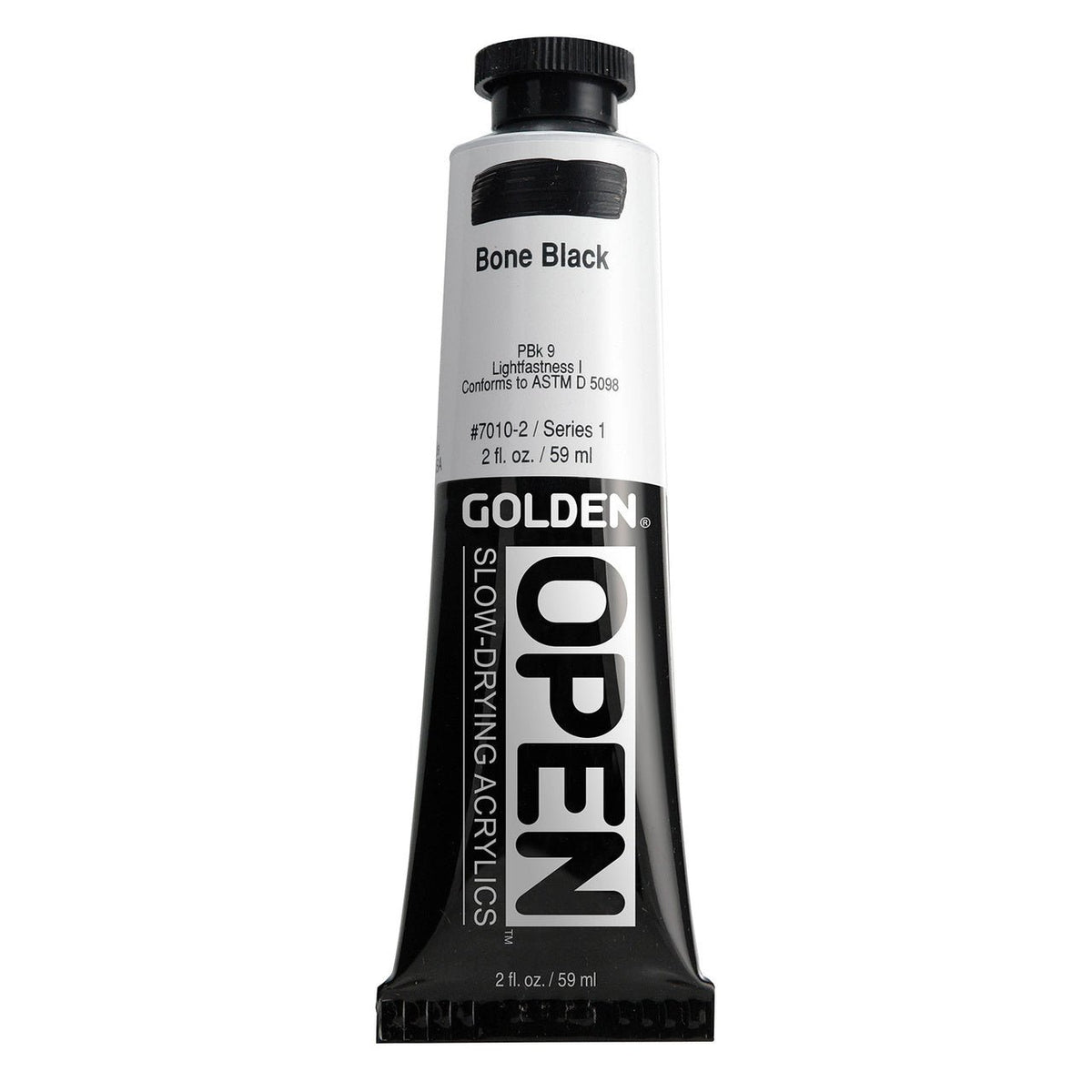 Golden OPEN Acrylic Bone Black (Ivory Black) 2 oz - merriartist.com