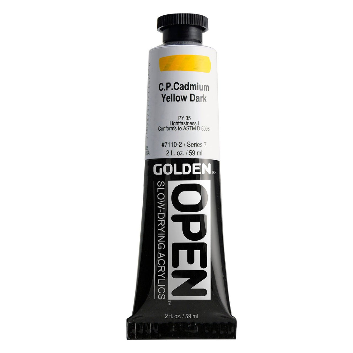 Golden OPEN Acrylic Cadmium Yellow Dark 2 oz - merriartist.com