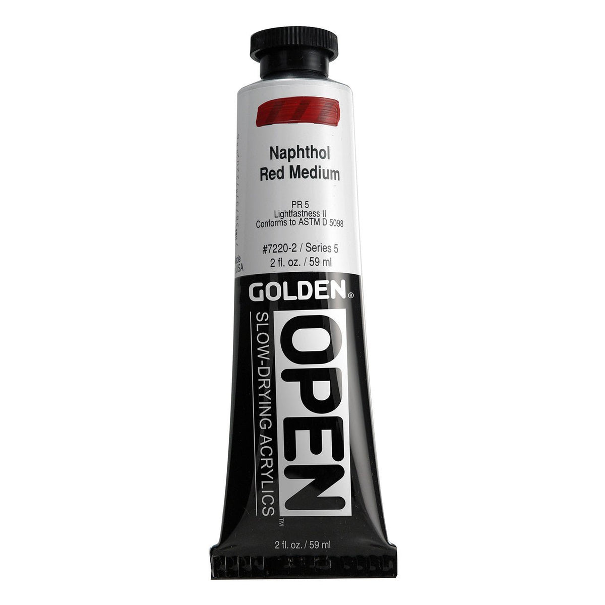 Golden OPEN Acrylic Naphthol Red Medium 2 oz - merriartist.com