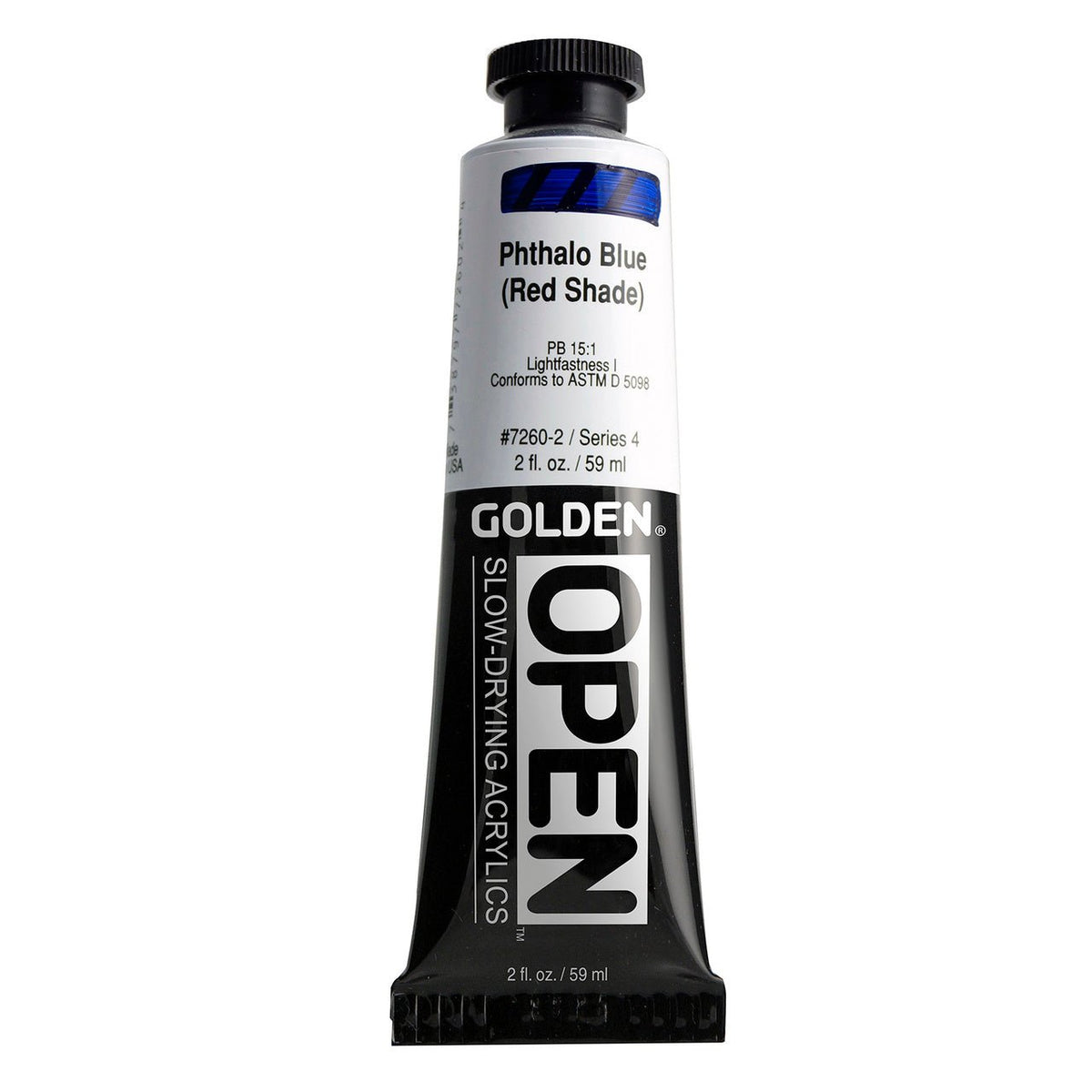 Golden OPEN Acrylic Phthalo Blue (red shade) 2 oz - merriartist.com