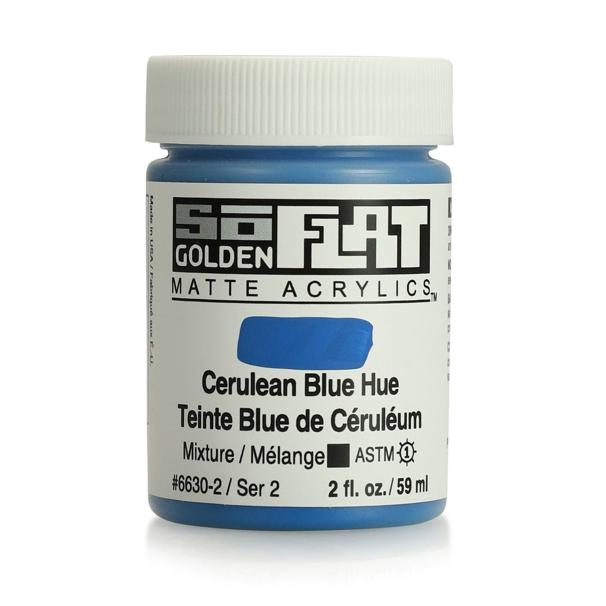 Golden SoFlat Matte Acrylic Paint - Cerulean Blue Hue 2 oz jar - merriartist.com