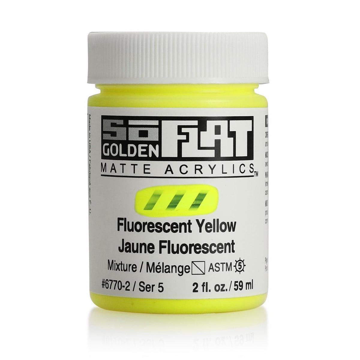 Golden SoFlat Matte Acrylic Paint - Fluorescent Yellow 2 oz jar - merriartist.com