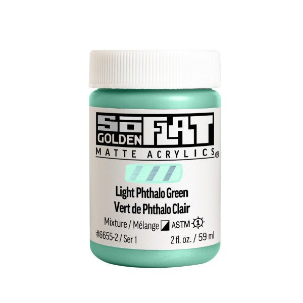 Golden SoFlat Matte Acrylic Paint - Light Phthalo Green 2 oz jar - The Merri Artist - merriartist.com