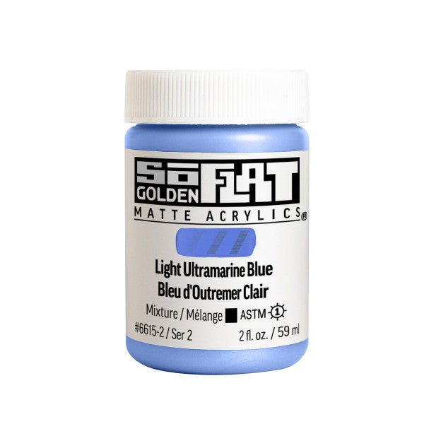 Golden SoFlat Matte Acrylic Paint - Light Ultramarine Blue 2 oz jar - The Merri Artist - merriartist.com
