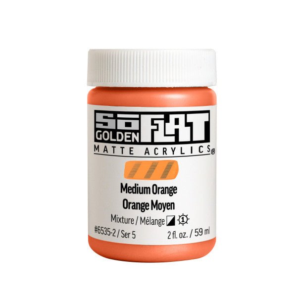 Golden SoFlat Matte Acrylic Paint - Medium Orange 2 oz jar - merriartist.com
