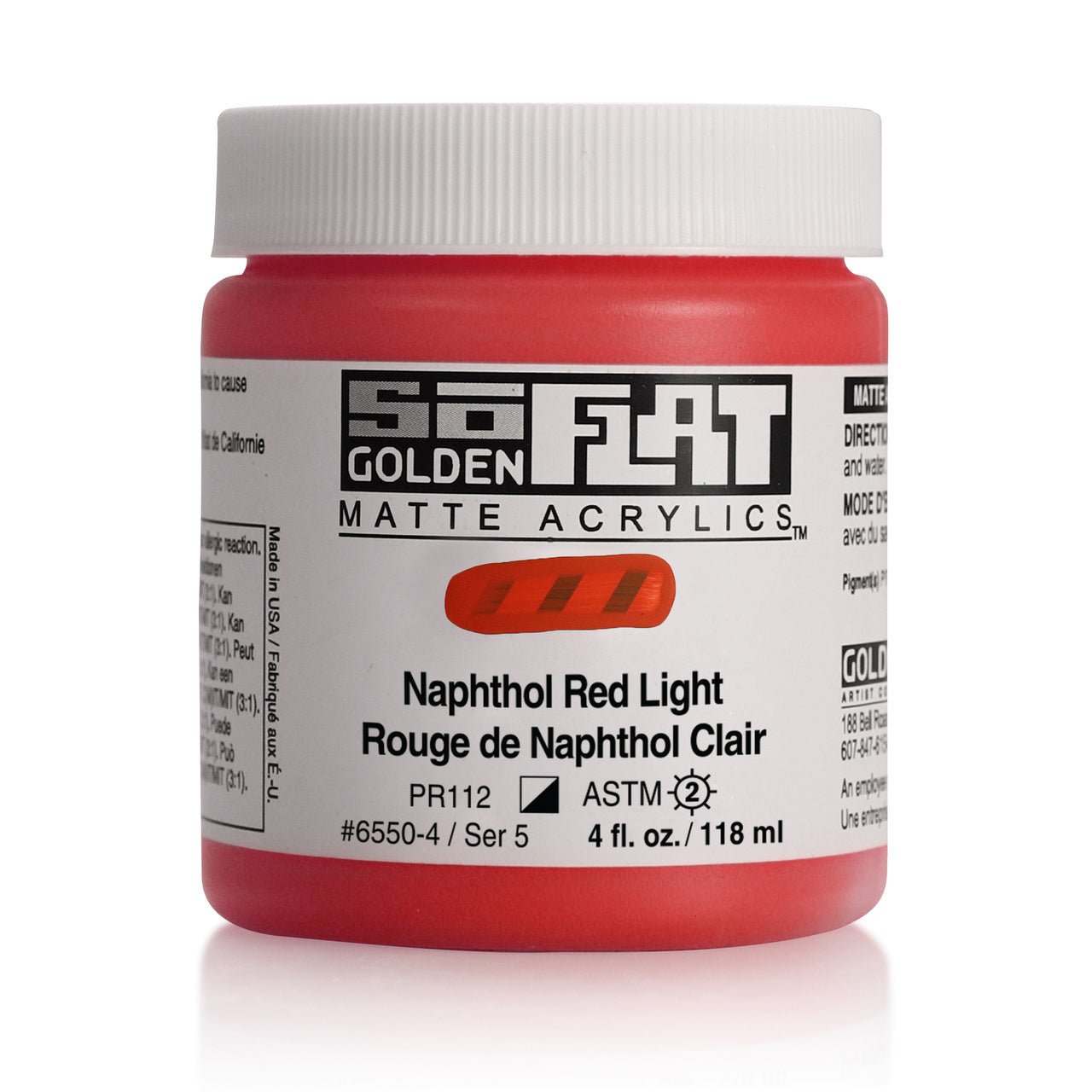 Golden SoFlat Matte Acrylic Paint - Naphthol Red Light 4 oz jar - merriartist.com