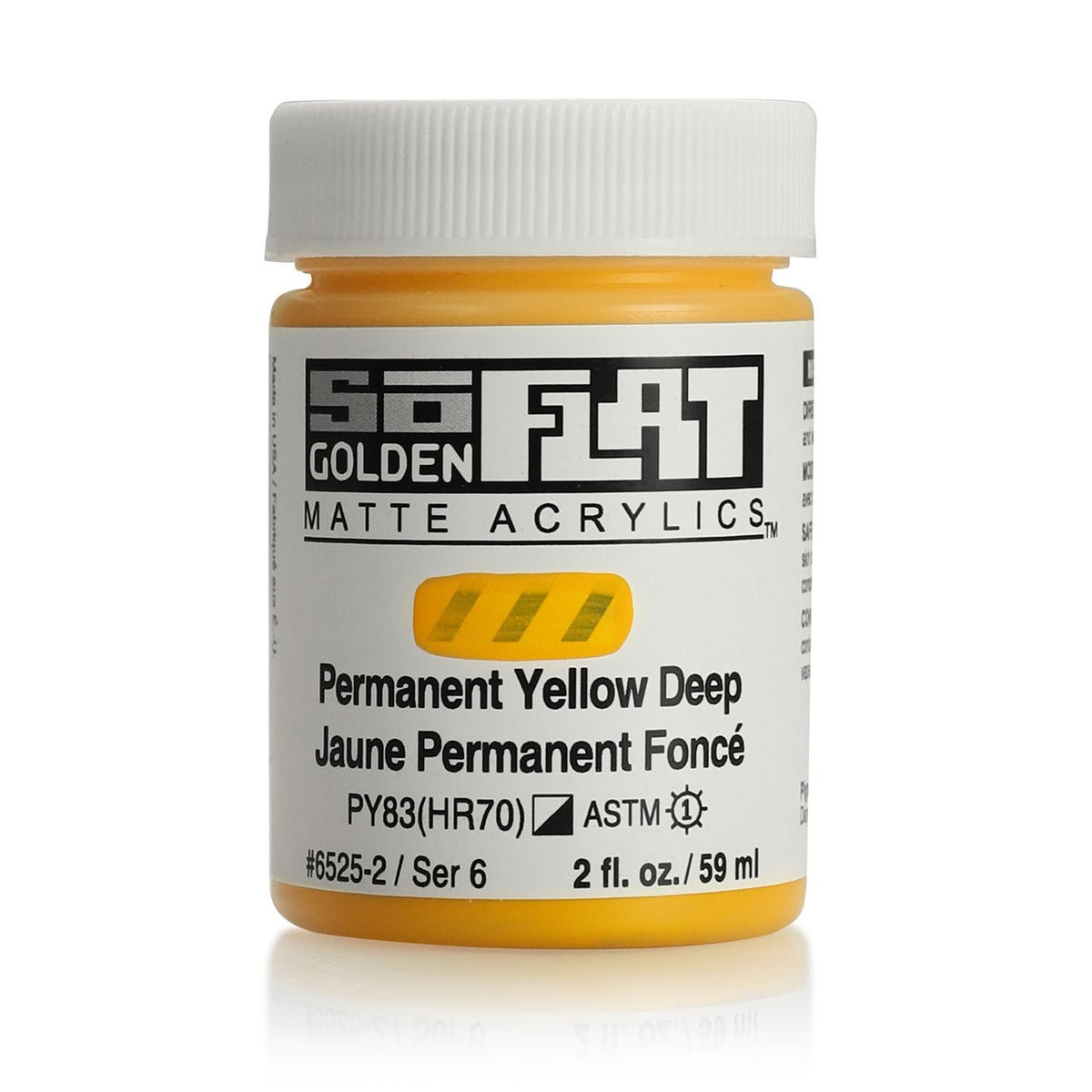 Golden SoFlat Matte Acrylic Paint - Permanent Yellow Deep 2 oz jar - merriartist.com